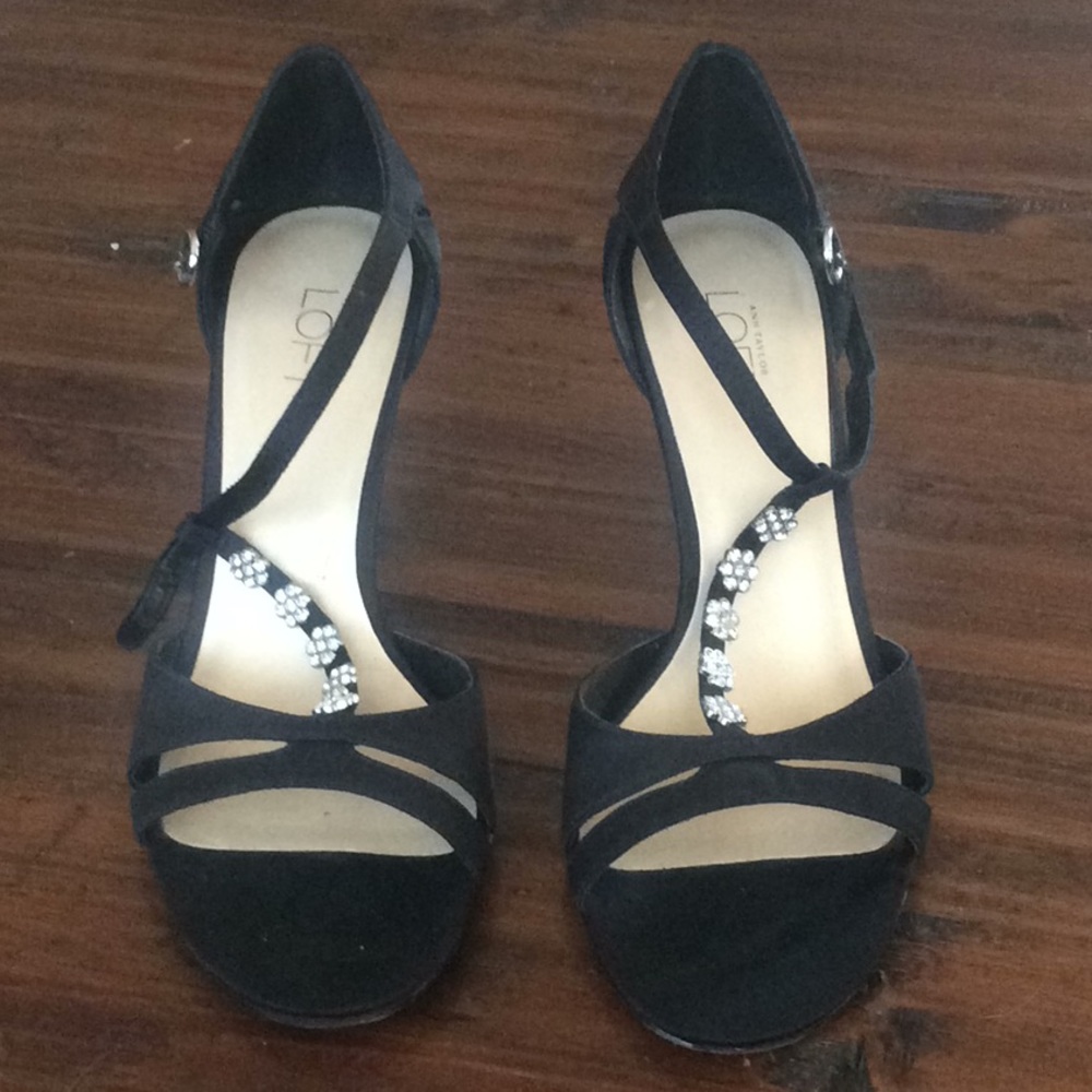 Ann Taylor Loft Black satin heels 6